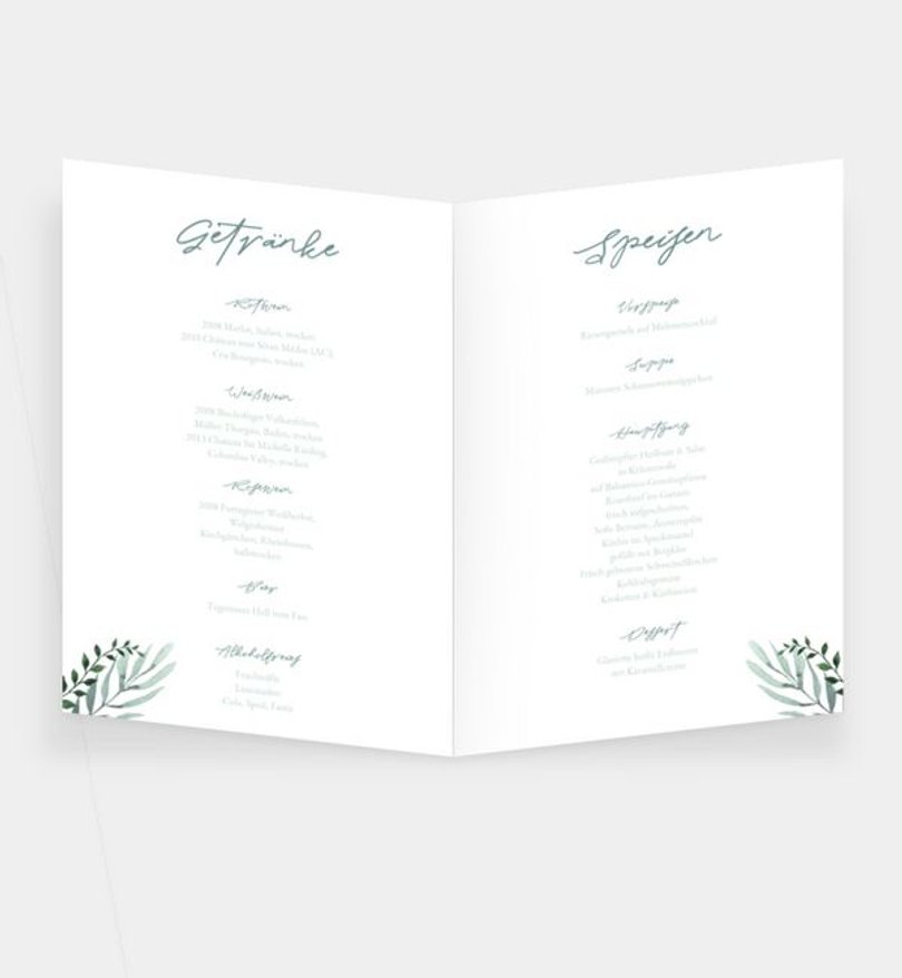 Einleger - Menükarte Hochzeit Minty Flower