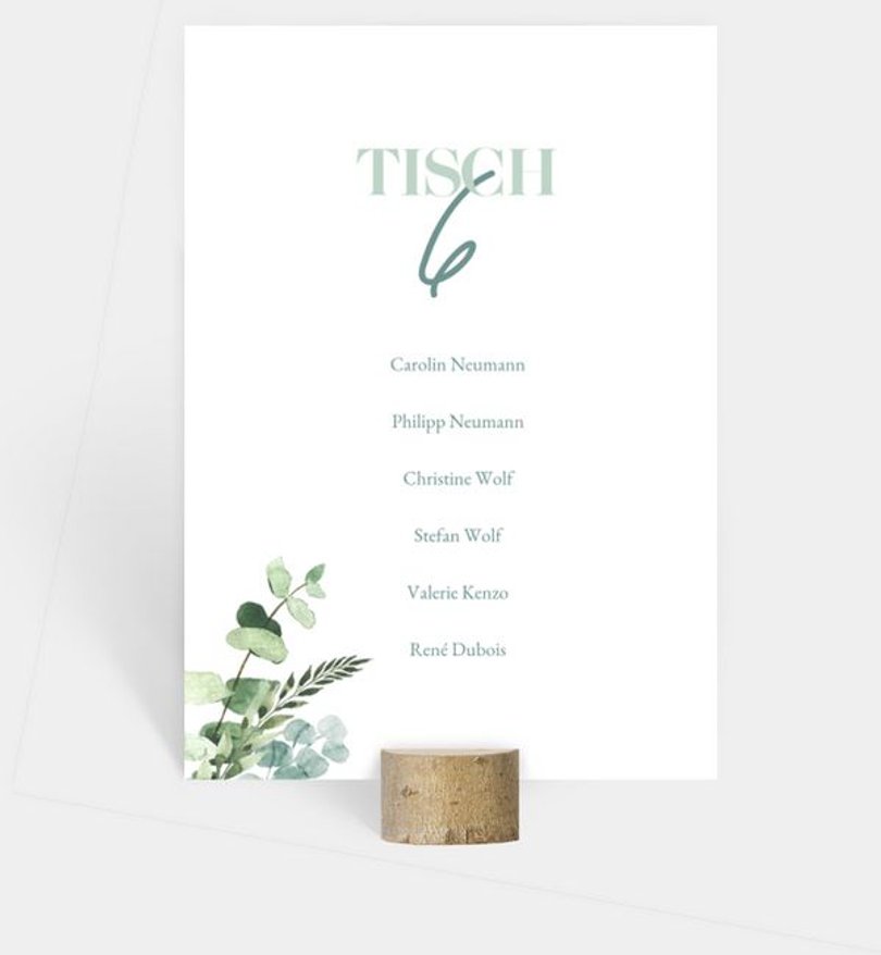 Gruppentischkarte Hochzeit Minty Flower
