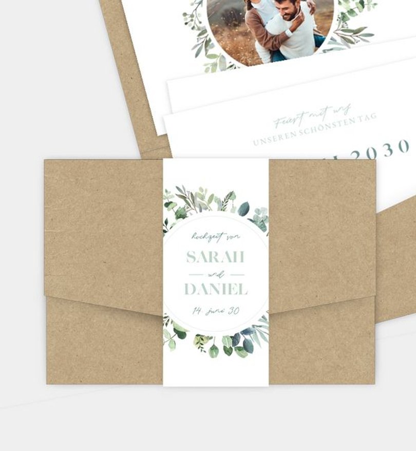 Einladungskarte Hochzeit Minty Flower