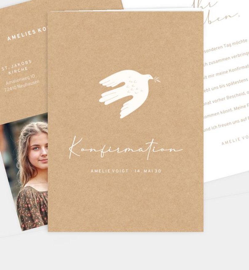 Einladungskarte Konfirmation Dove