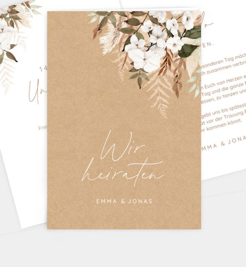 Einladungskarte Hochzeit Boho Bouquet