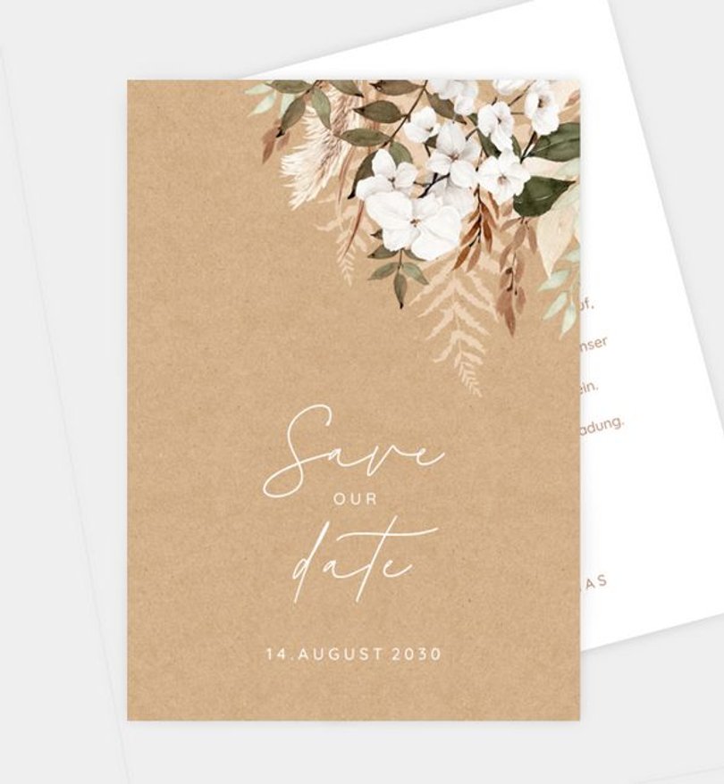 Save-The-Date Karte Hochzeit Boho Bouquet