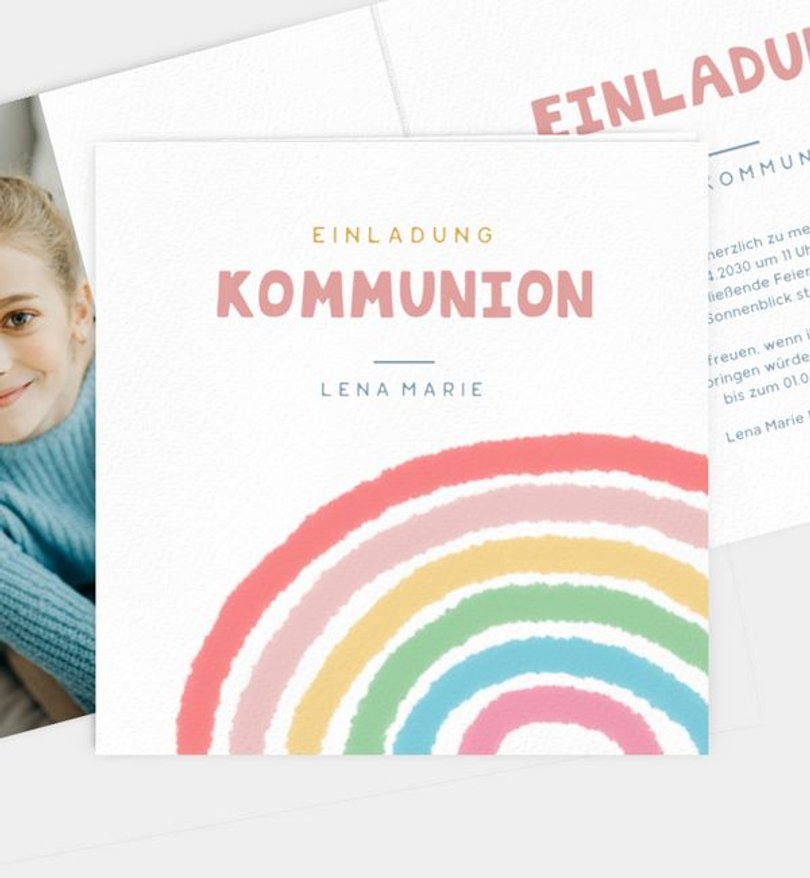Einladungskarte Kommunion Mein Regenbogen