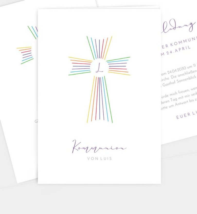 Einladungskarte Kommunion Regenbogentag