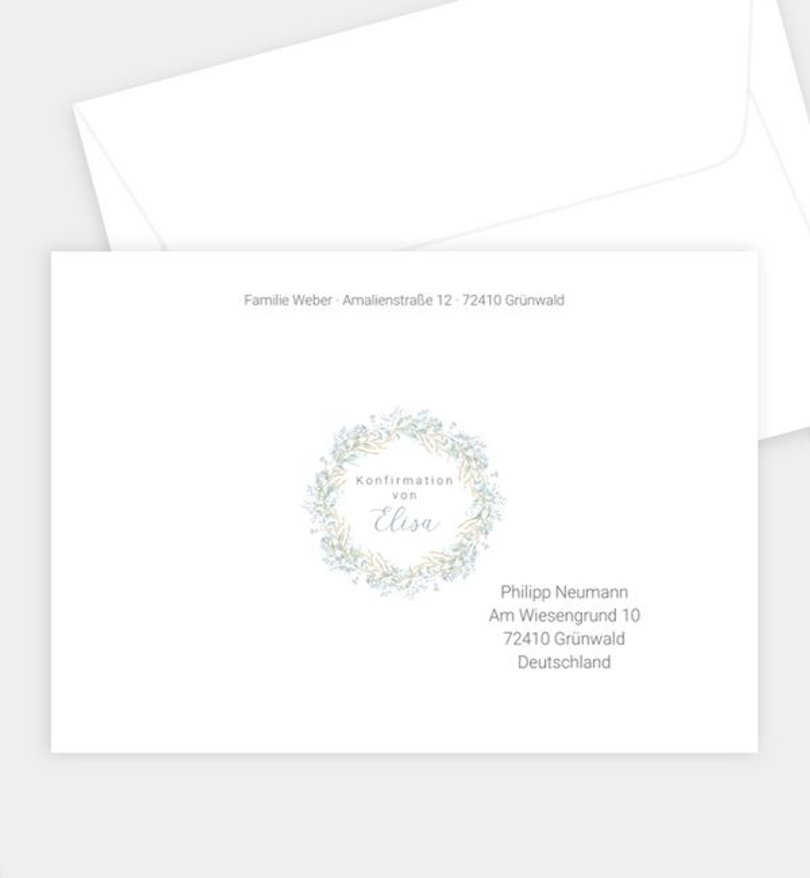 Briefumschlag Konfirmation Sanfter Kranz