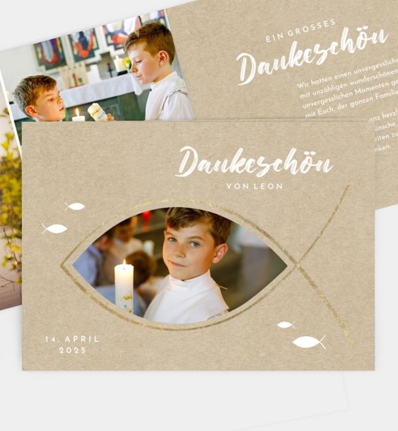 Dankeskarte Kommunion Fisch Slot