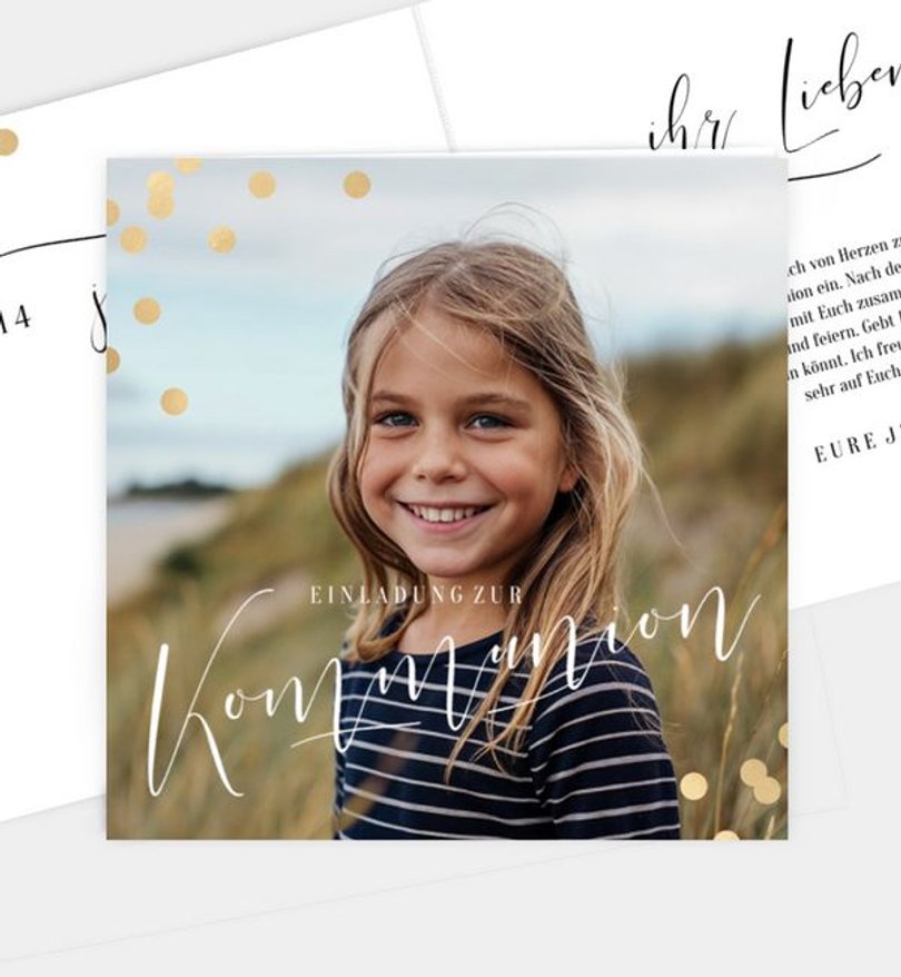 Einladungskarte Kommunion Confetti Love