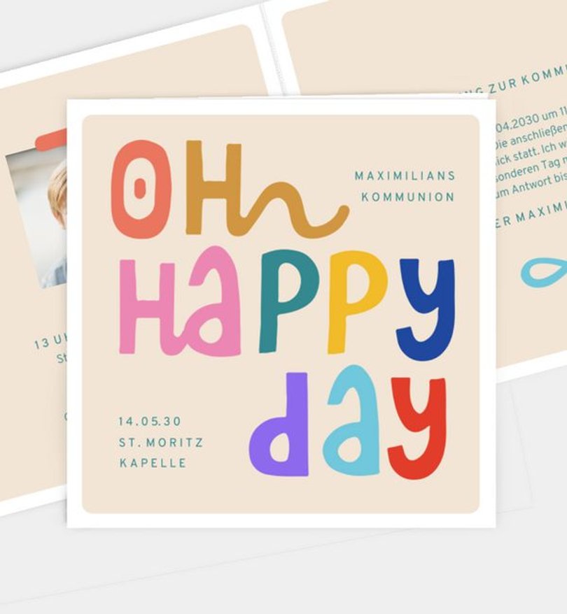 Einladungskarte Kommunion Oh Happy Day
