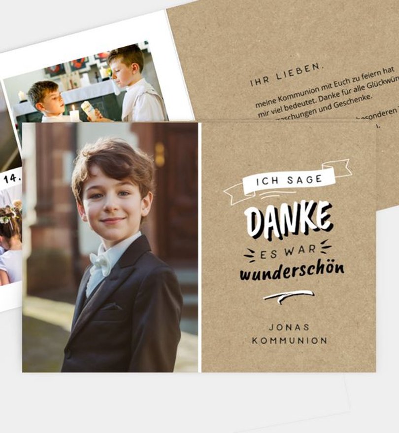 Dankeskarte Kommunion Cool Letters