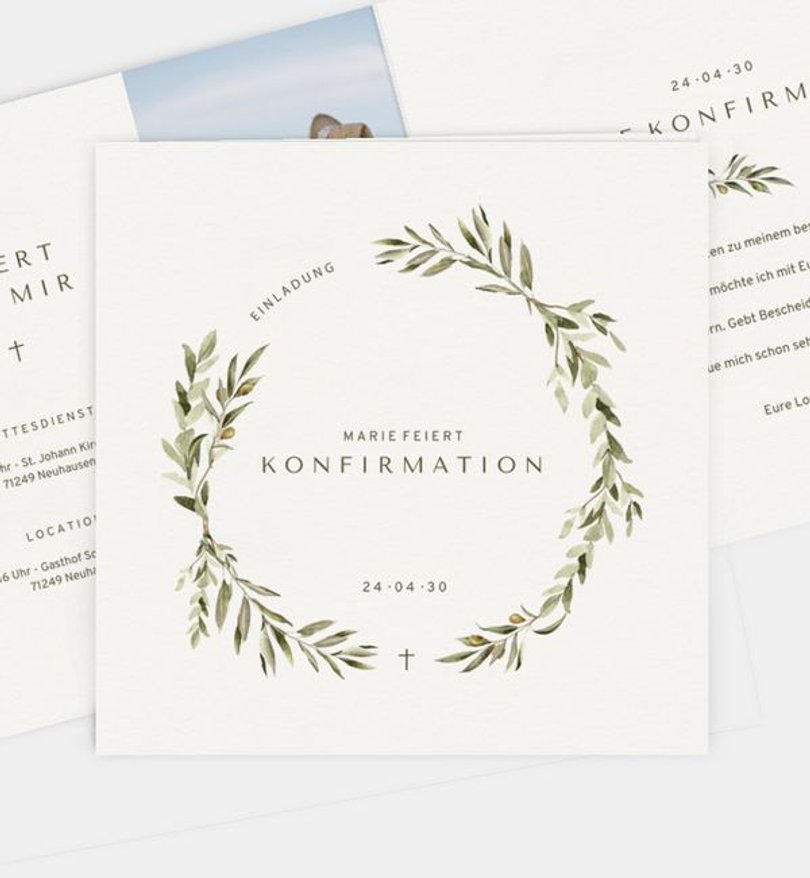 Einladungskarte Konfirmation Florales Fest