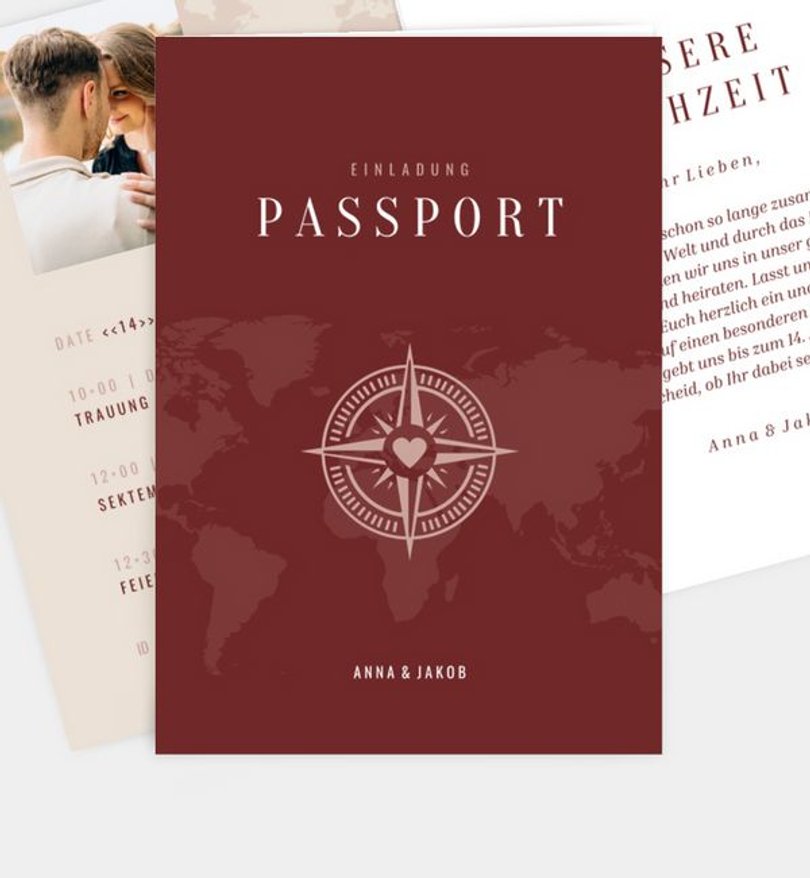 Einladungskarte Hochzeit Love Journey