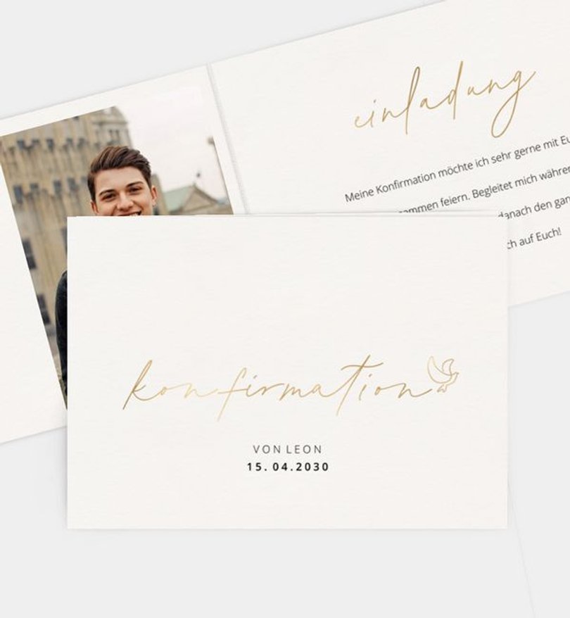 Einladungskarte Konfirmation Flying dove