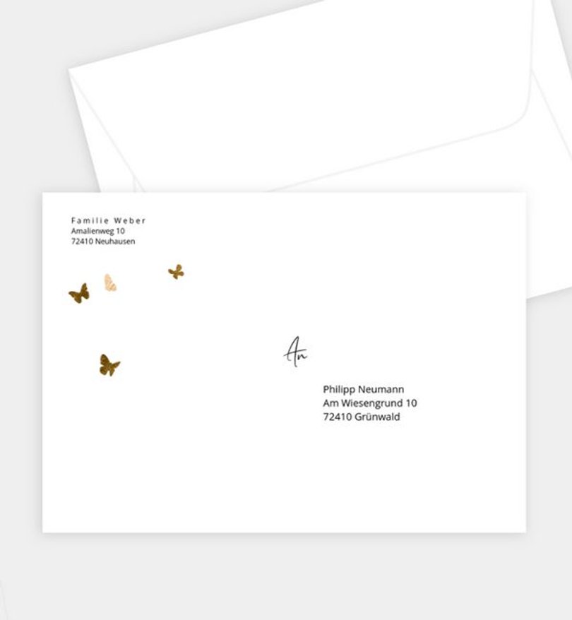 Briefumschlag Geburt Butterfly