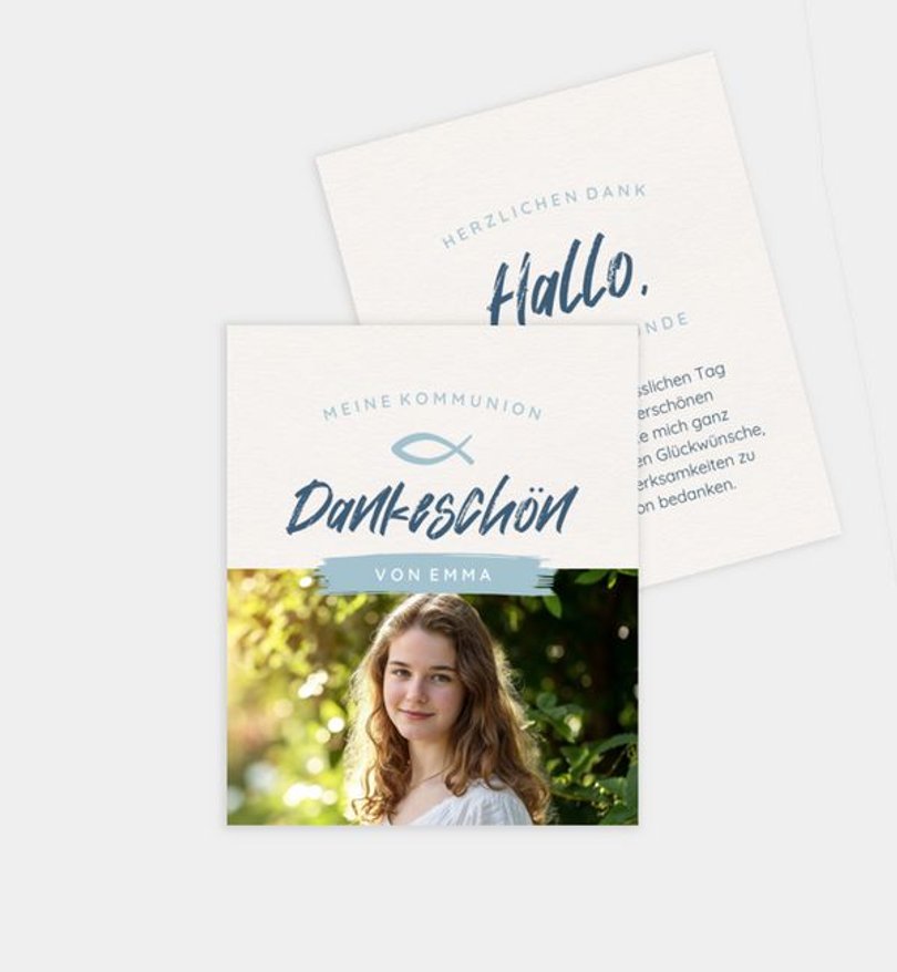 Dankeskarte Kommunion Pinselstrich