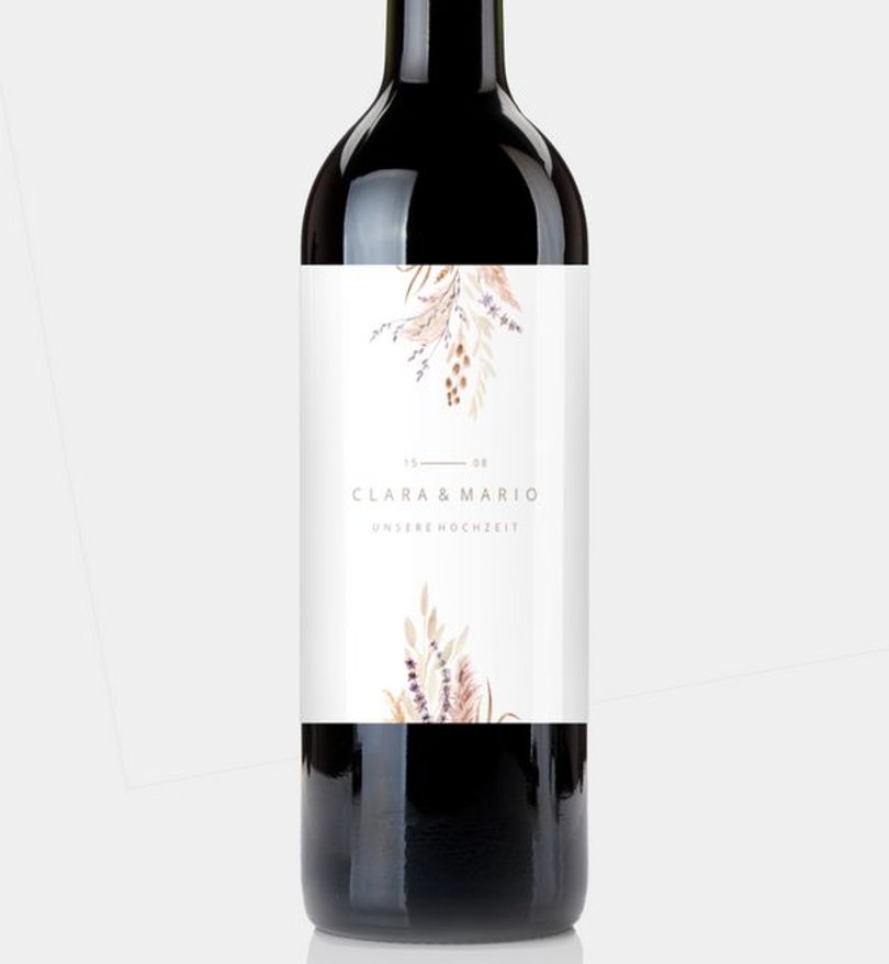 Flaschenetikett Hochzeit Praia