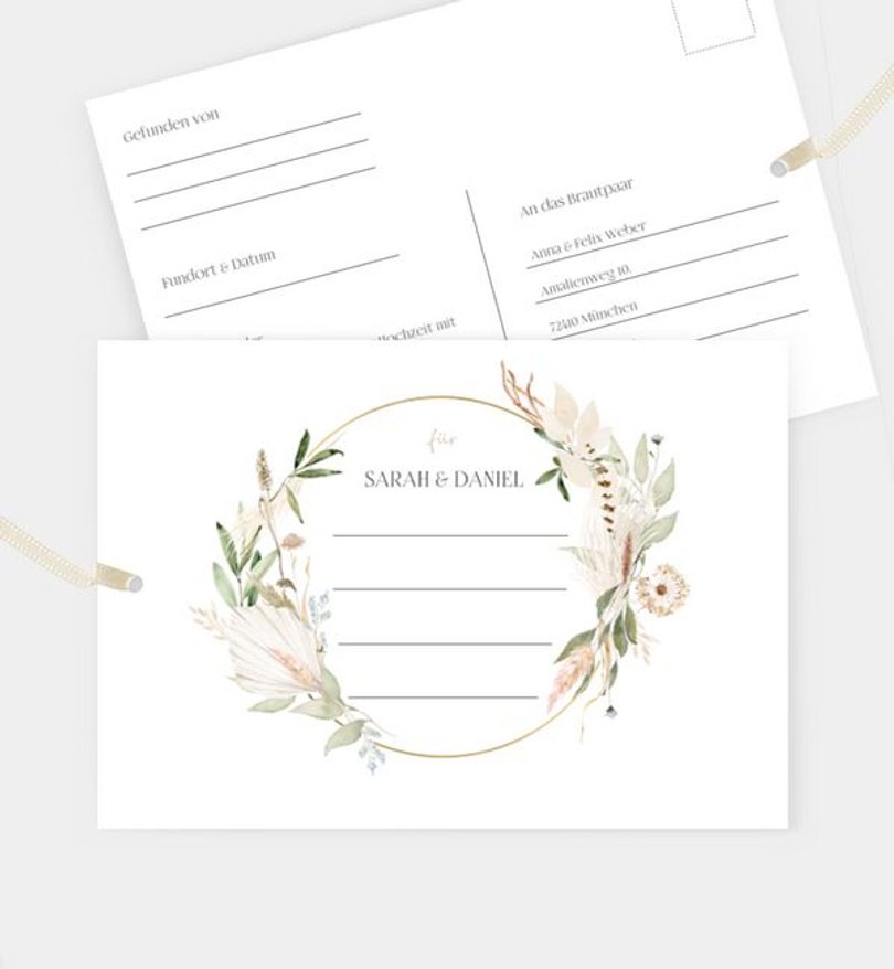 Ballonkarte Hochzeit Boho Frame