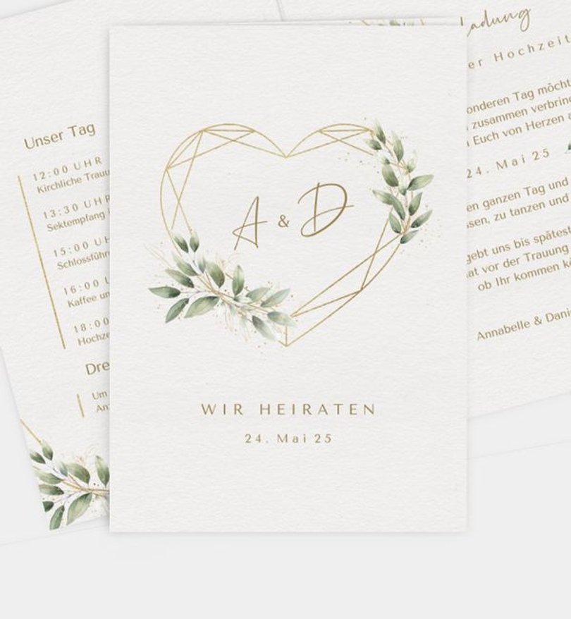 Einladungskarte Hochzeit Geometric Heart