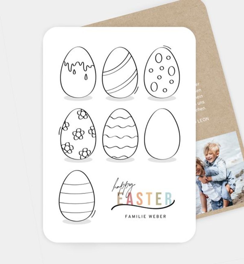 Grußkarte Ostern Eier Färben · Ausmalkarte