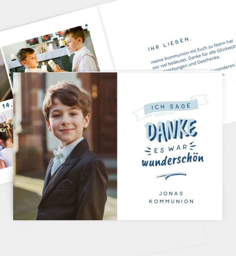 Dankeskarte Kommunion Cool Letters