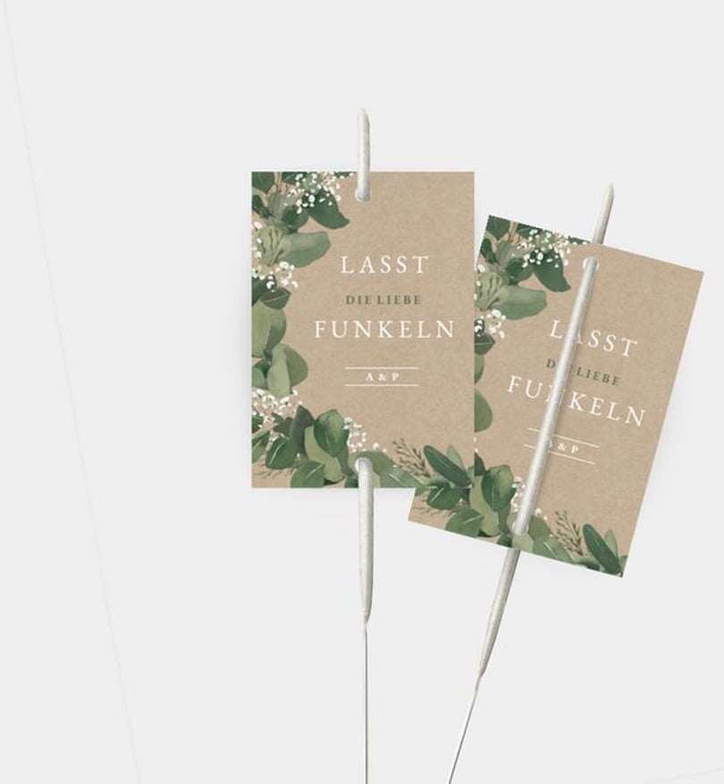 Wunderkerzenetikett Hochzeit Eucalyptus Wreath