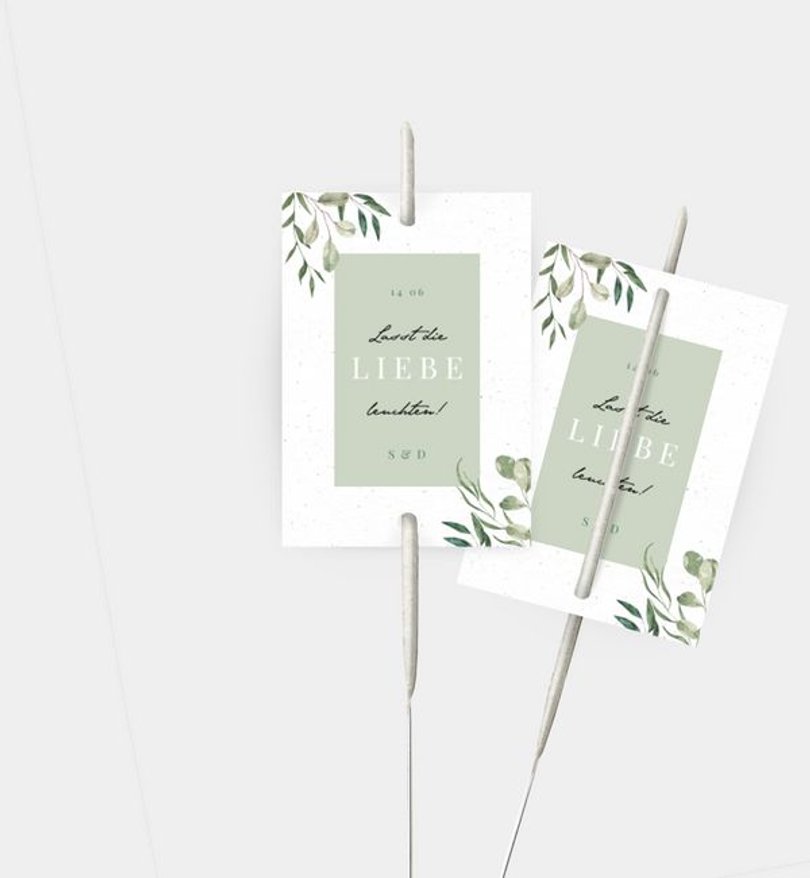 Wunderkerzenetikett Hochzeit Pure Nature