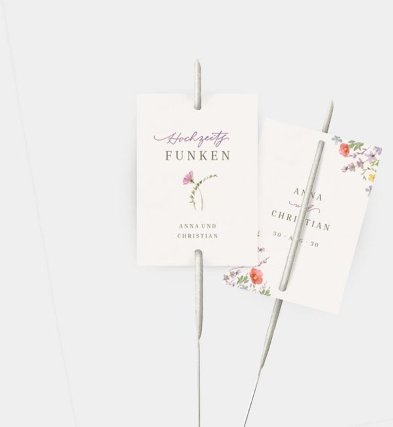 Wunderkerzenetikett Hochzeit Wildflowers