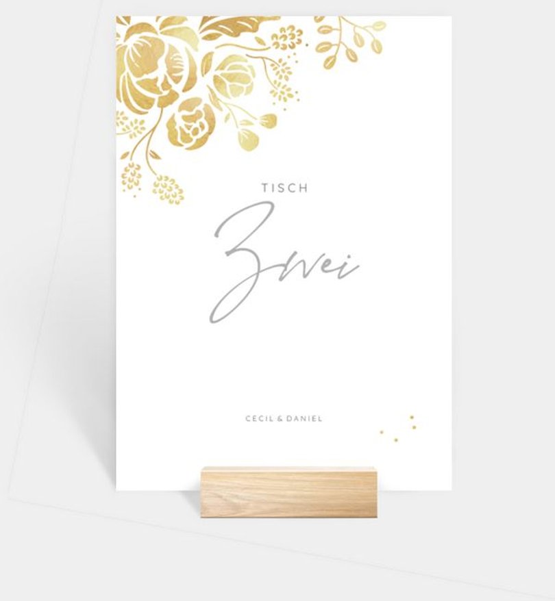Tischnummer Goldene Hochzeit Shine and glow