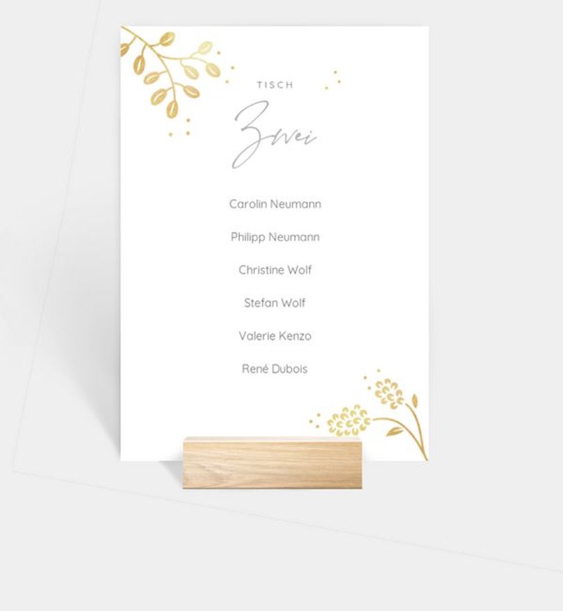Gruppentischkarte Goldene Hochzeit Shine and glow