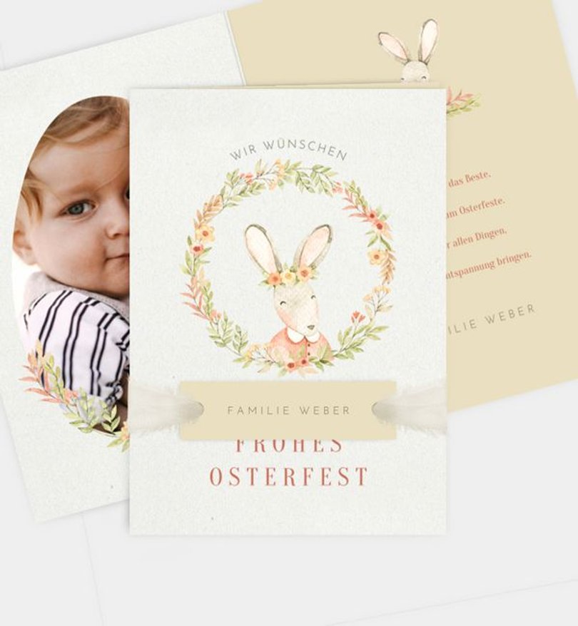 Grußkarte Ostern Madame Hase