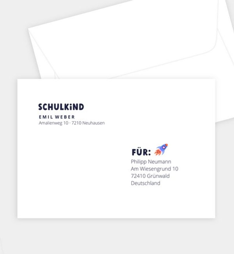 Briefumschlag Einschulung Universum