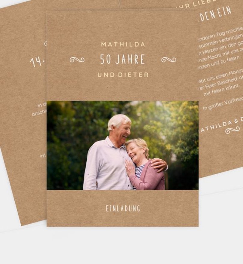 Einladungskarte Goldene-Hochzeit Lovely Vintage