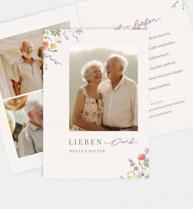 Dankeskarte Goldene-Hochzeit Wildflowers