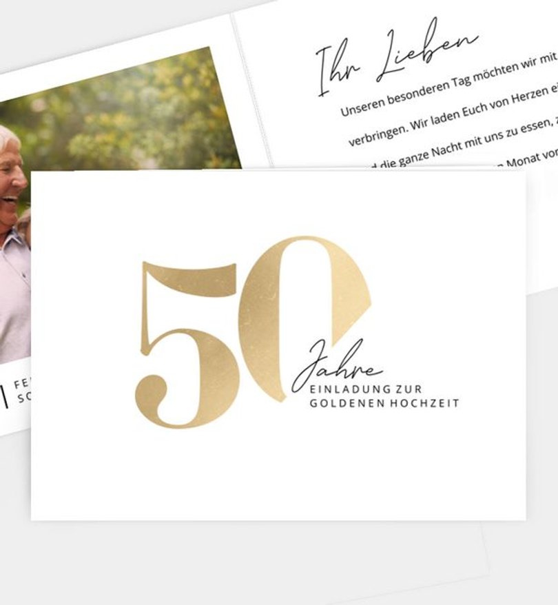 Einladungskarte Goldene-Hochzeit Anniversary