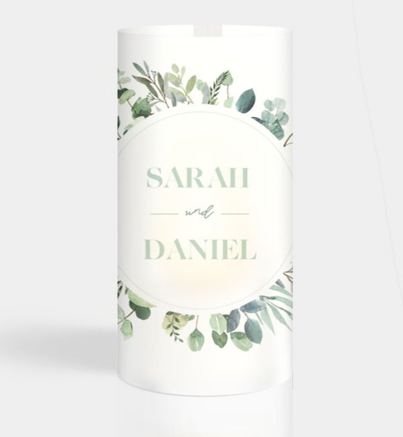 Windlichtkarte Hochzeit Minty Flower