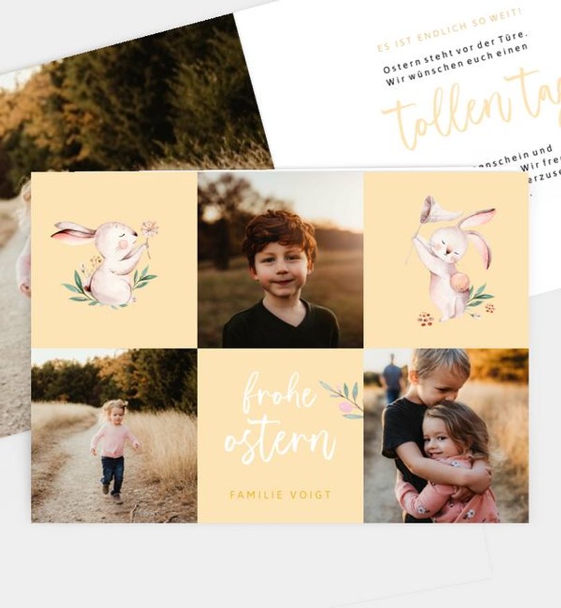 Grußkarte Ostern Hasencollage