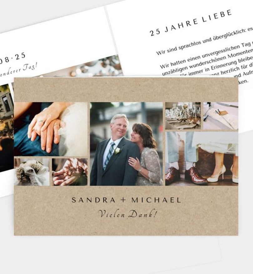 Dankeskarte Silberhochzeit Classic Wedding · Crafty