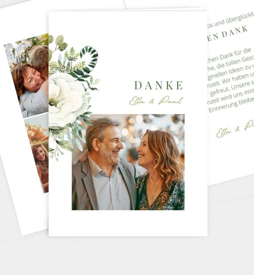 Dankeskarte Silberhochzeit Green Romance