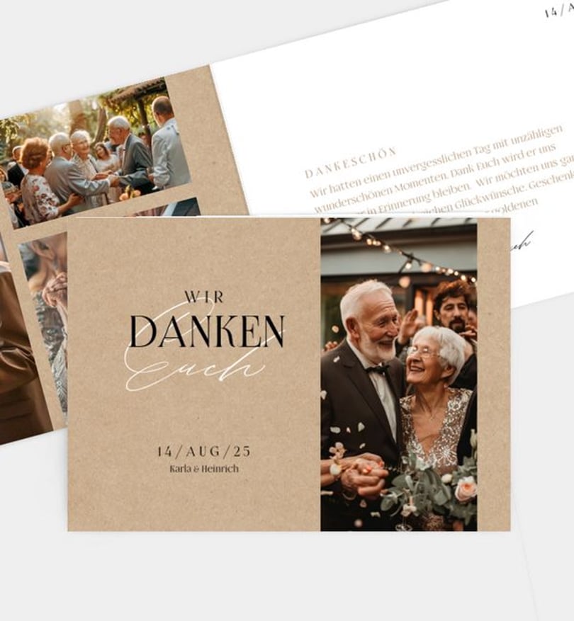 Dankeskarte Goldene-Hochzeit Dynamic Elegance