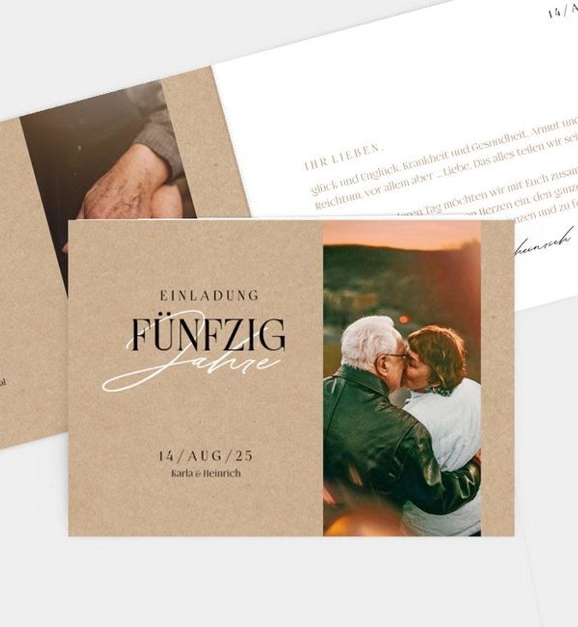 Einladungskarte Goldene-Hochzeit Dynamic Elegance
