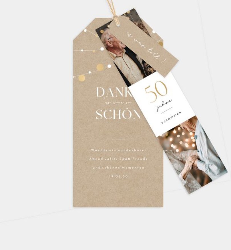 Dankeskarte Goldene-Hochzeit Girlande klassisch
