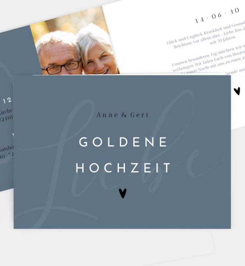 Einladungskarte Goldene-Hochzeit Liebesbrief