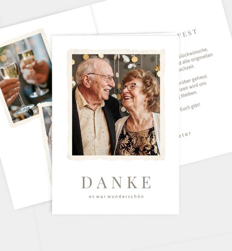 Dankeskarte Goldene-Hochzeit Retro Fotoalbum