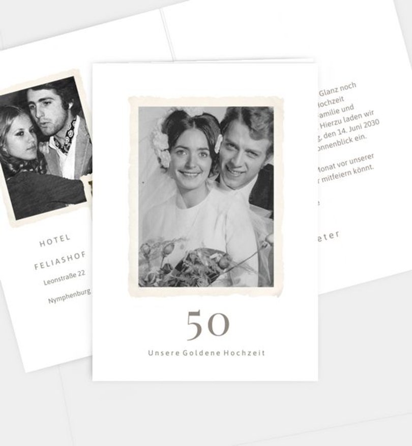 Einladungskarte Goldene-Hochzeit Retro Fotoalbum