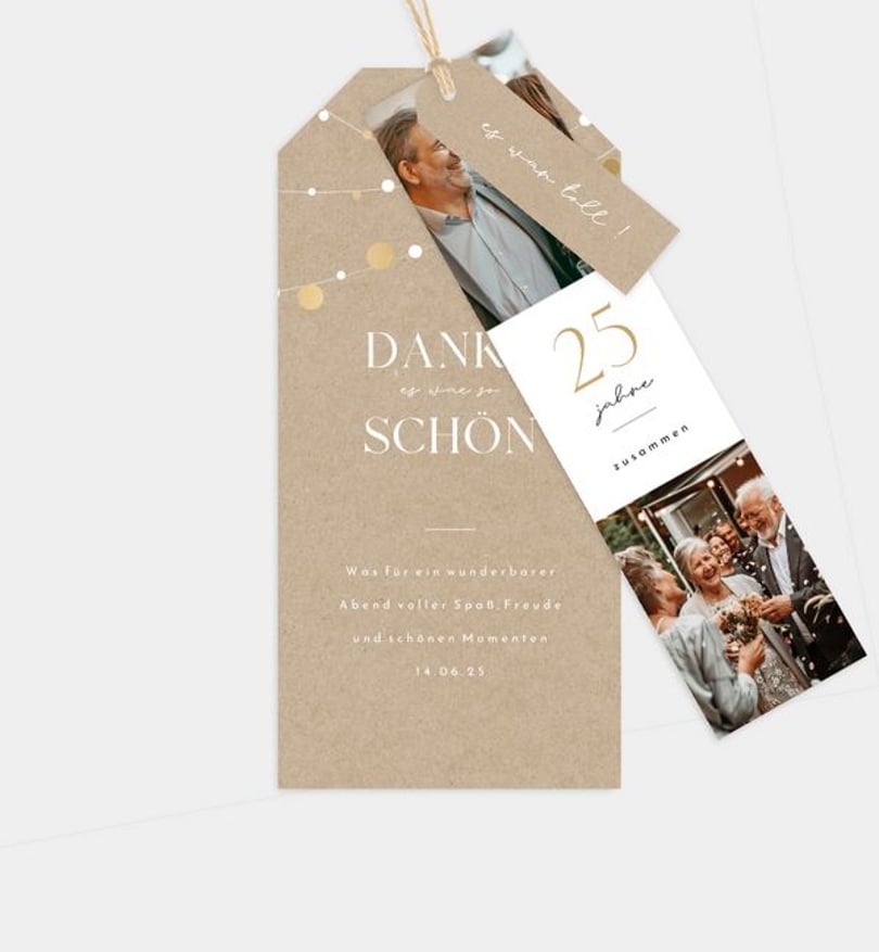 Dankeskarte Silberhochzeit Girlande klassisch