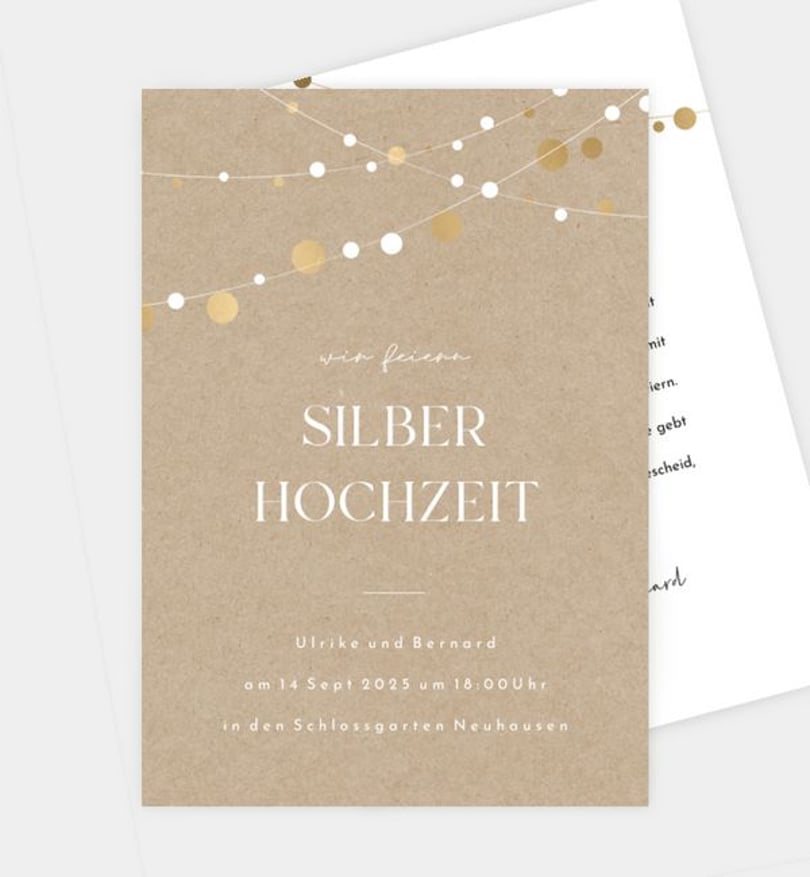 Einladungskarte Silberhochzeit Girlande klassisch