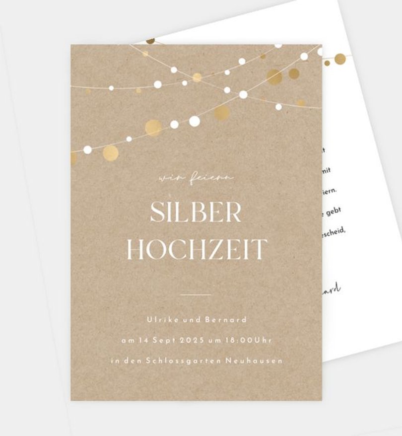 Einladungskarte Silberhochzeit Girlande klassisch