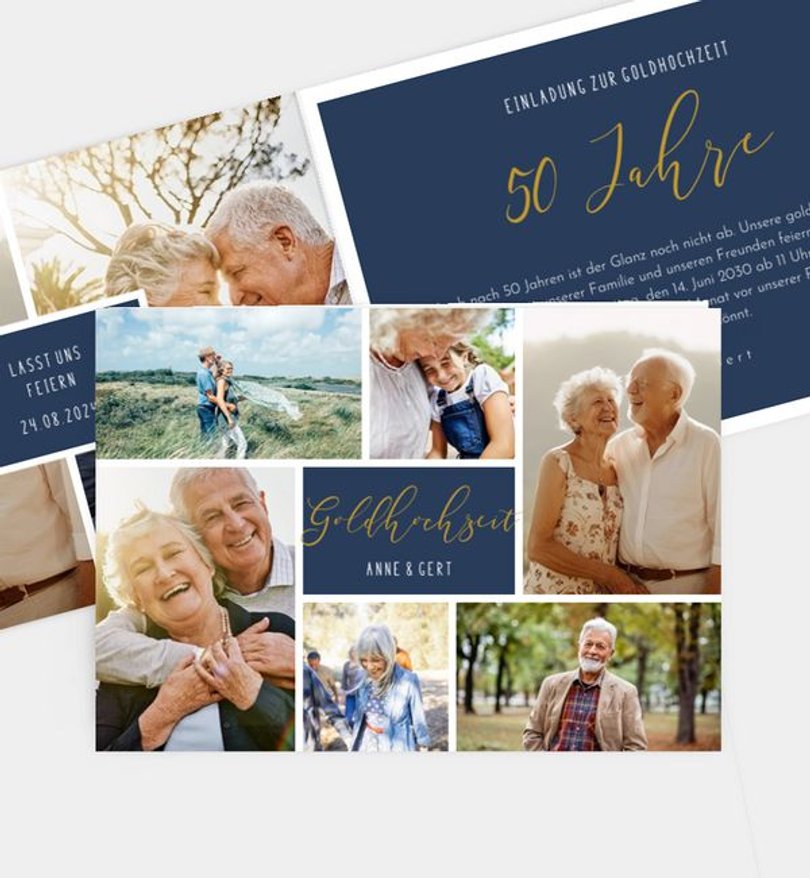 Einladungskarte Goldene-Hochzeit Einzelstück