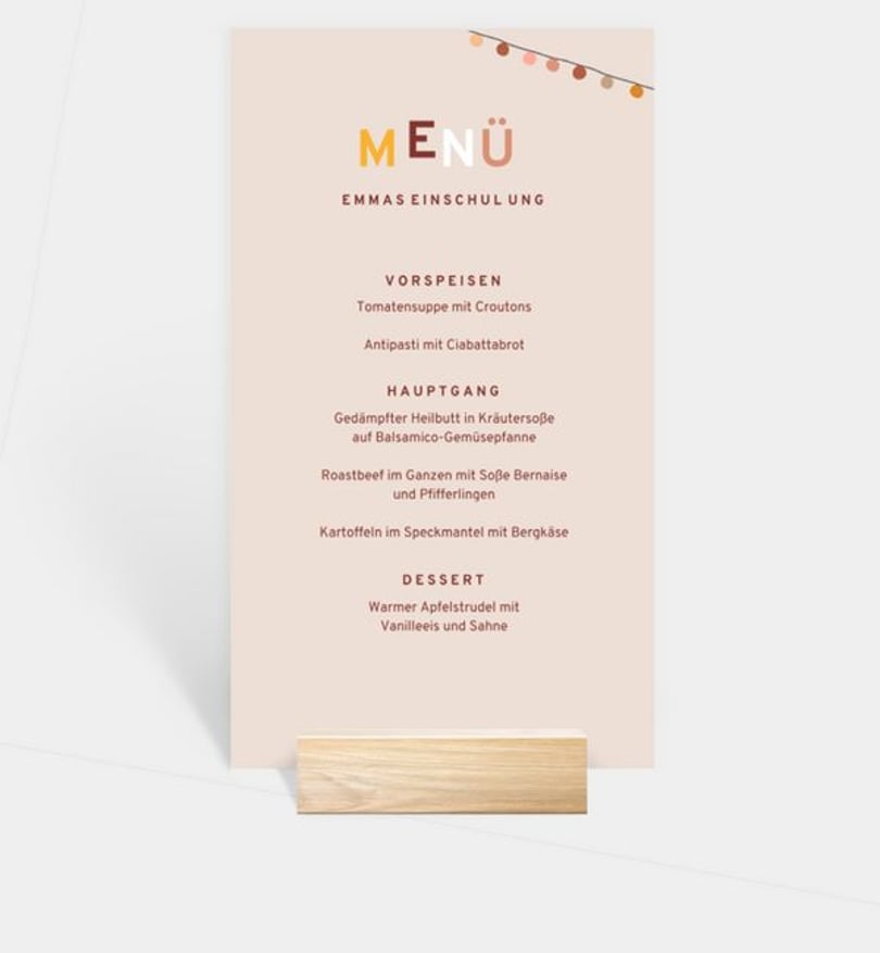 Menükarte einschulung/menuekarte/occasion Fiesta