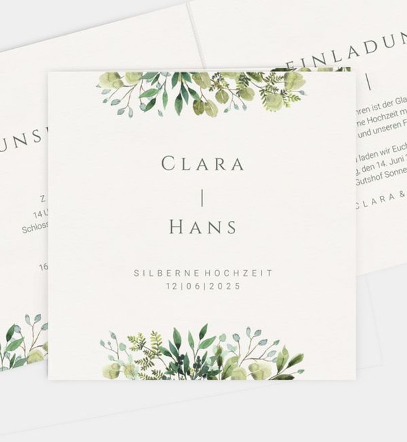 Einladungskarte Silberhochzeit Elegant Bouquet
