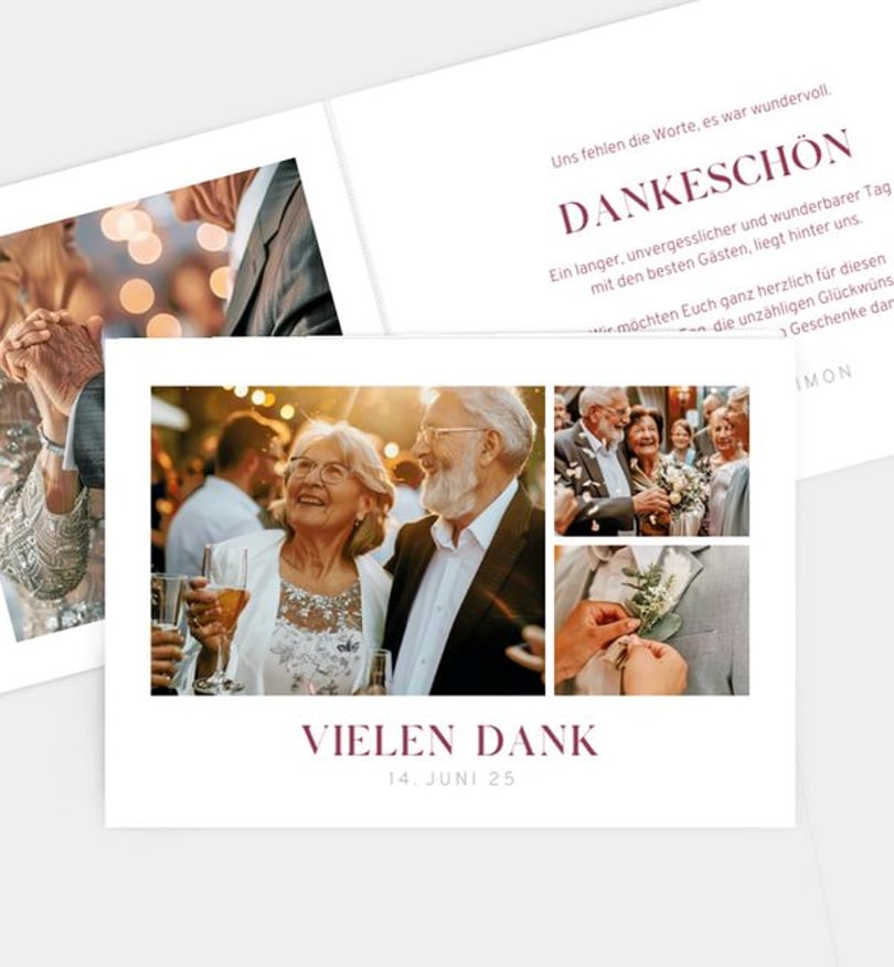 Dankeskarte Goldene-Hochzeit Delicate Bouquet